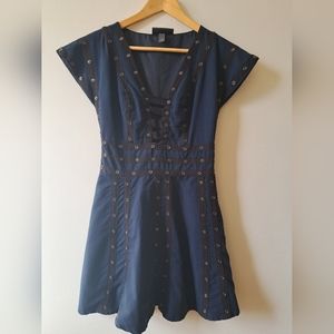 ZACPOSEN Navy Blue & Black Snap Dress